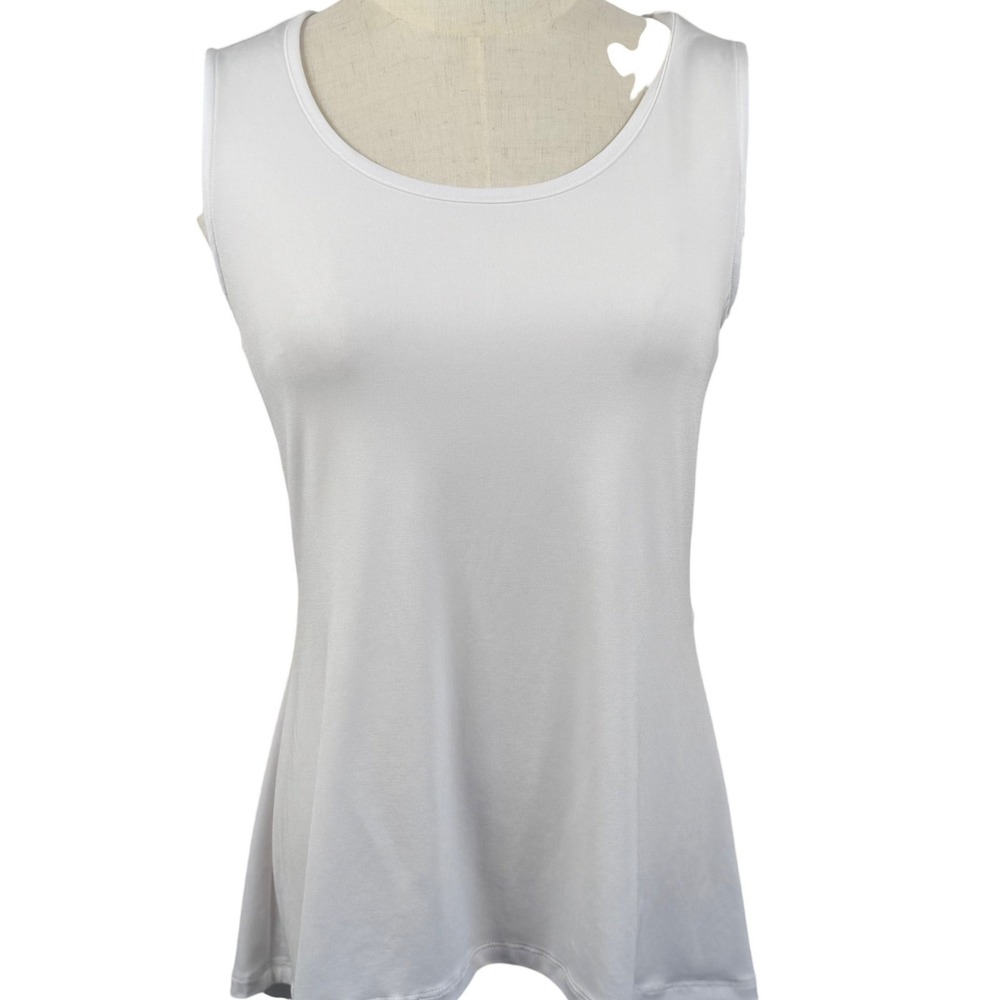 Chelsea‎ Theodore Womens S Tank Top White High Low Scoop Neck Stretch Minimalist